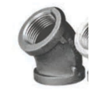 1" Female Threaded Black Malleable Iron 45 Degrees Elbow | TFB45F010