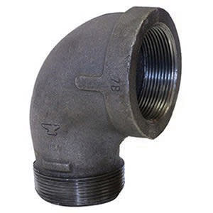 1/2" FNPT x MNPT Black Malleable Iron 90 Degrees 1103 Series Domestic Elbow | TFB90ST005D