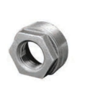 1/2" x 3/8" MNPT x FNPT Black Malleable Iron Hexagonal Bushing | TFBBH073