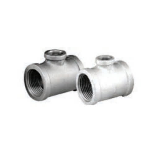 1" x 1" x 3/4" Female Threaded Black Malleable Iron 2 Sides Pipe Reducing Tee | TFBT131