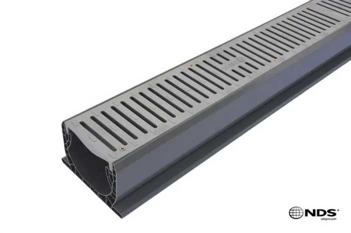 5-3/4" x 10' Gray with 1' x 10' Section of PVC Channel 5' x 2' Grates Channel Kit | NDS40010WH