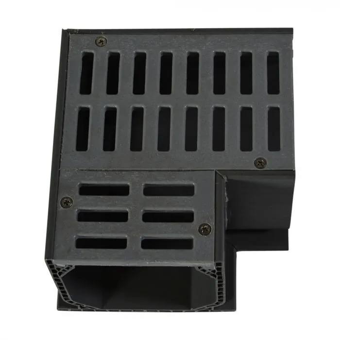 4-1/4" x 4-1/2" PVC Gray w/Grate Fabricated 90 Degrees Elbow | NDS5380