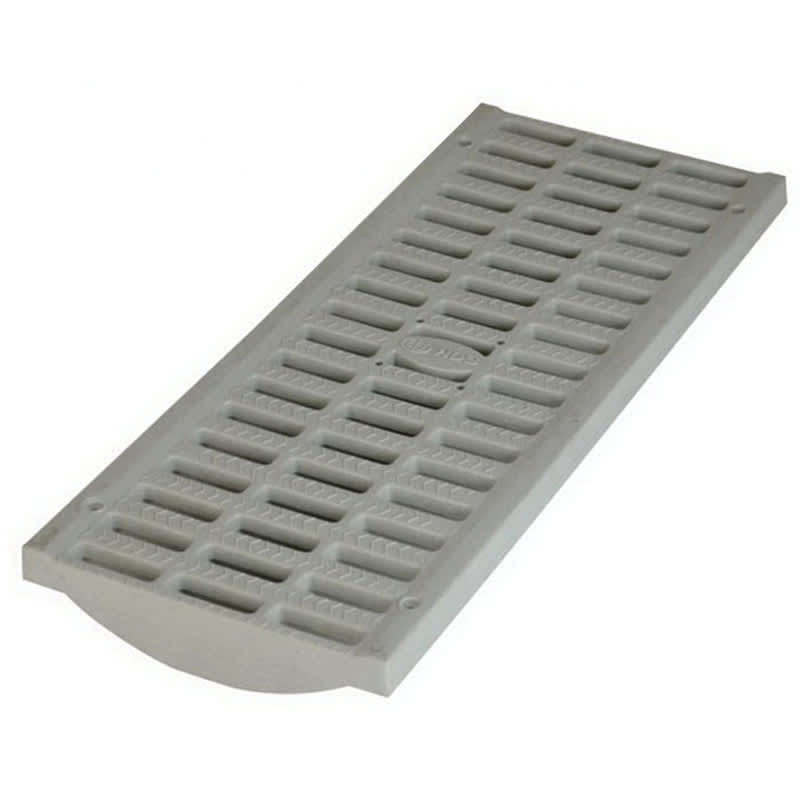 8" Rectangular HDPE Gray Pro Light Traffic Flat Channel Grate | NDS837