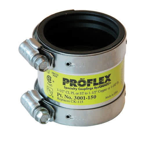 Sch. 40 PVC Coupling 1-1/2 in. x 1-1/2 in. x 1-1/4 in. Cast Iron/Plastic/Steel x Copper/Plastic 3001 Series Shielded | 3001-150