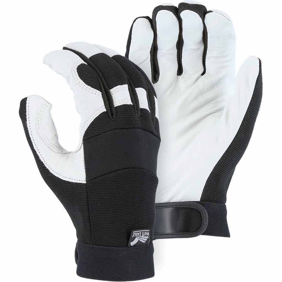 Mechanics Gloves, Extra Large 2153T Series Goatskin Leather Black/White Eagle A-Grade