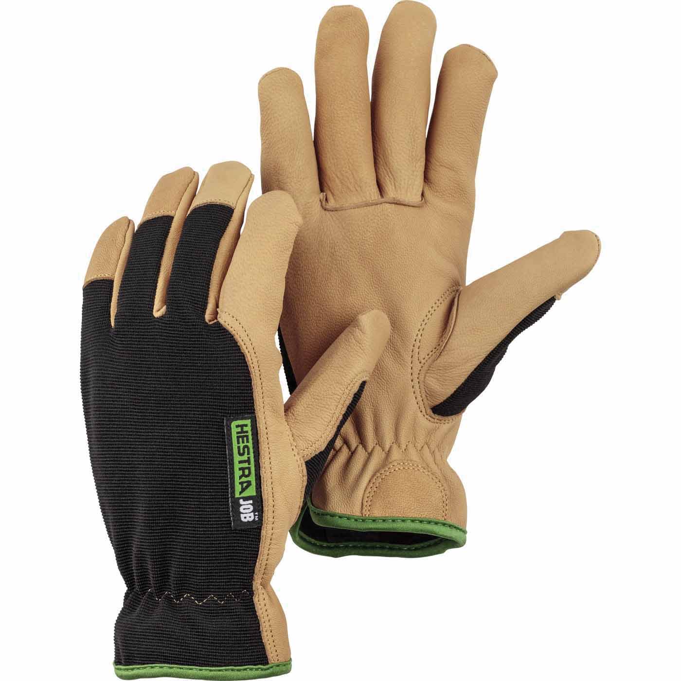 Men's Gloves, Large Goatskin Leather Black/Tan Kobolt Golden