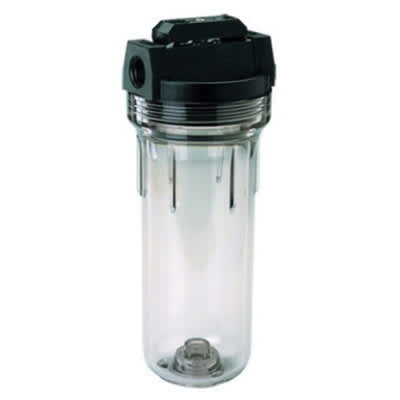 3/4" NPT Clear Sump Black Cap Valve-In-Head Filter Housing | APLWVC34