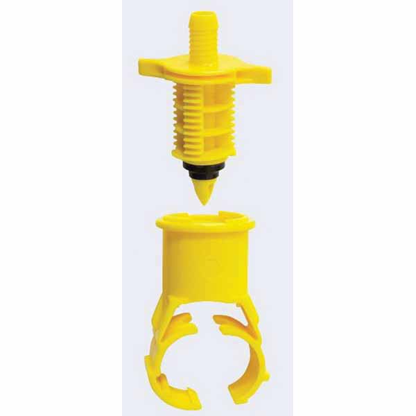 3/4" x 1/2" Swing Pipe Barb x FNPT Yellow ABS Saddle | BS15900