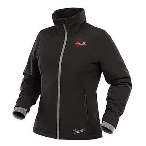 Medium Polyester Black Women Zipper Closure Heated Jacket | MKE232B21M