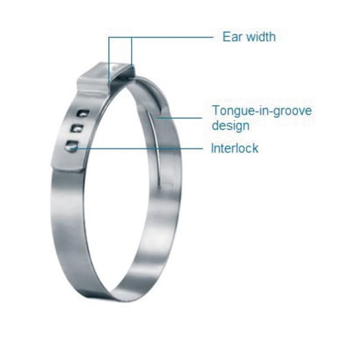 3/8" Stainless Steel 0.425 to 0.524" Clamping PEX 7 mm W Ear Clamp | OTK16703334