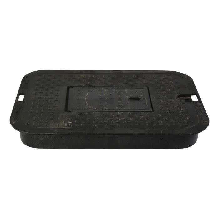 14" Rectangular Black Water Meter Standard Overlapping Meter Cover | NDB113CM