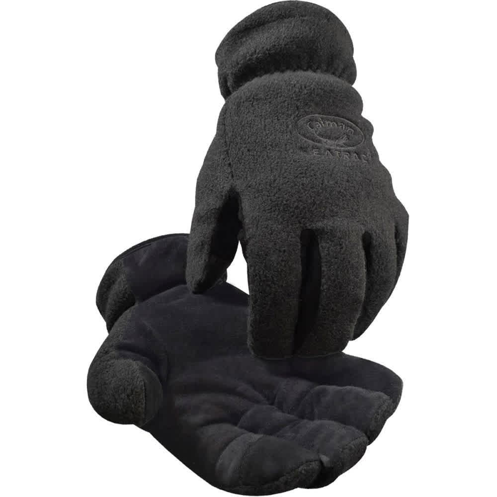 Extra Large Deerskin Leather Fleece Black Extended Elastic Cuff Insulated Winter Gloves | YLS23966