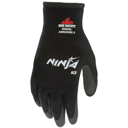 Large Nylon/Acrylic HPT Coating Black Knit Wrist Cuff Insulated Work Gloves | YLSN9690L