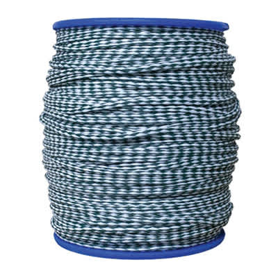 1/4" x 1000' Polypropylene Green/White 3-Strand Braided Rope | BAY287GW