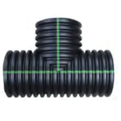 ADS Tee, Plain-End HDPE Dual Wall Fabricated N-12, Black 15" | DFE1565AN