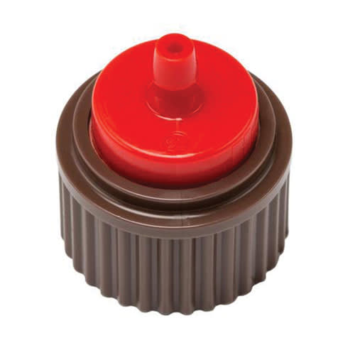 1/2" x 1/4" FPT x Self-Piercing Barb 2 gph Brown Base with Red HEB Series Point Source Pressure Compensating Drip Emitter | HTRHEB20BR