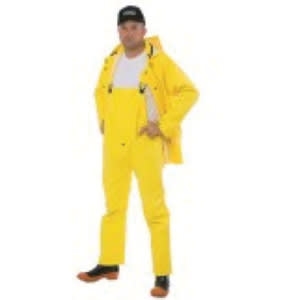 Small PVC with Polyester Fabric Lining Yellow Men Zipper Closure Lined 3-Piece Rainsuit | CSTRS40S