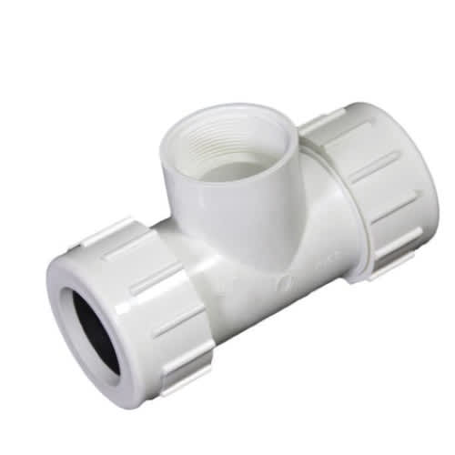 PVC Tee 6.06" L 1-1/4" IPS Compression x FPT CPT Series | CPT-1250-T