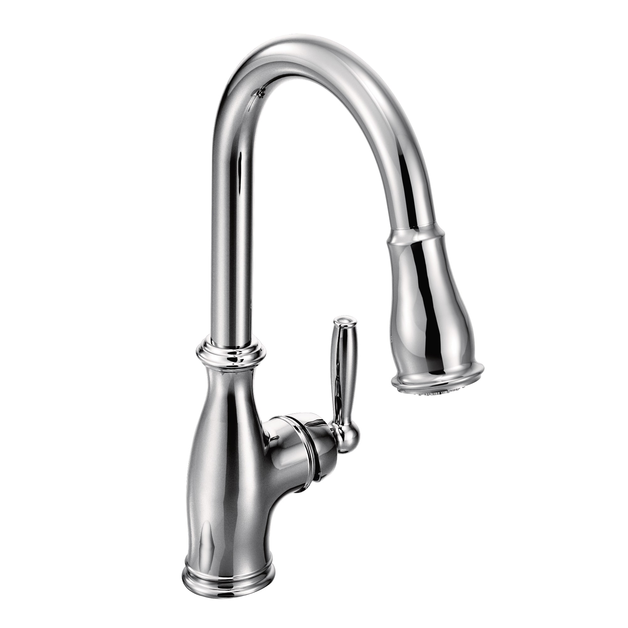3/8" Compression 10-1/4" x 15-1/2" Metal Chrome-Plated 1-Handle High Arc Pulldown Kitchen Faucet | MON7185C