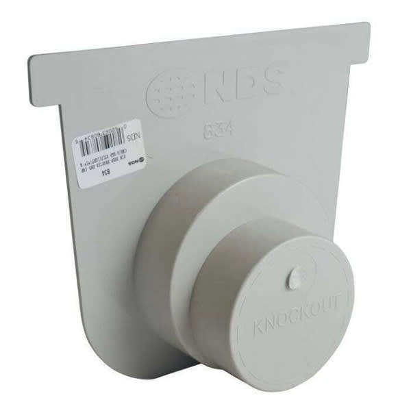 3 to 4" x 7" PVC White Deep Profile Sewer and Drain End Cap/SPT Knockout Outlet | NDS834