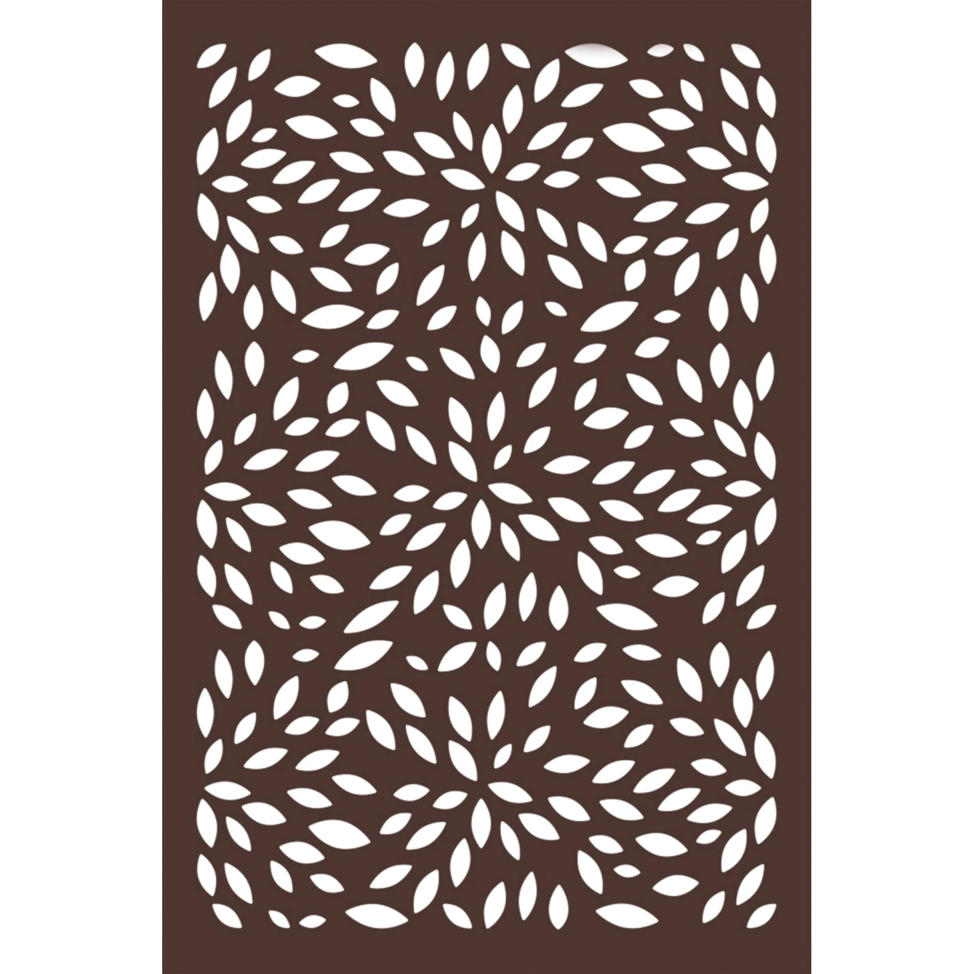 48" x 70" x 5/16" Hardwood Natural Brown 80% Blockout BLOSSOM Decorative Fence Panel | OUTUSADSPT1