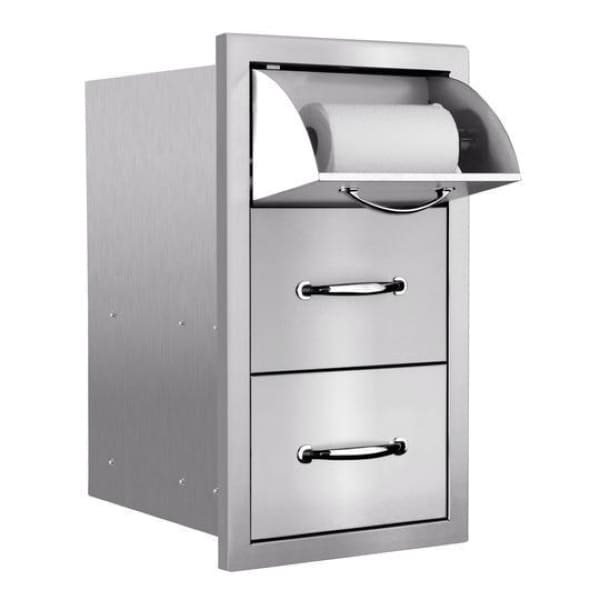 17" 304 Stainless Steel Vertical with Masonry Frame Return 2-Drawer and Paper Towel Holder Combo | SUMSSTDC17M