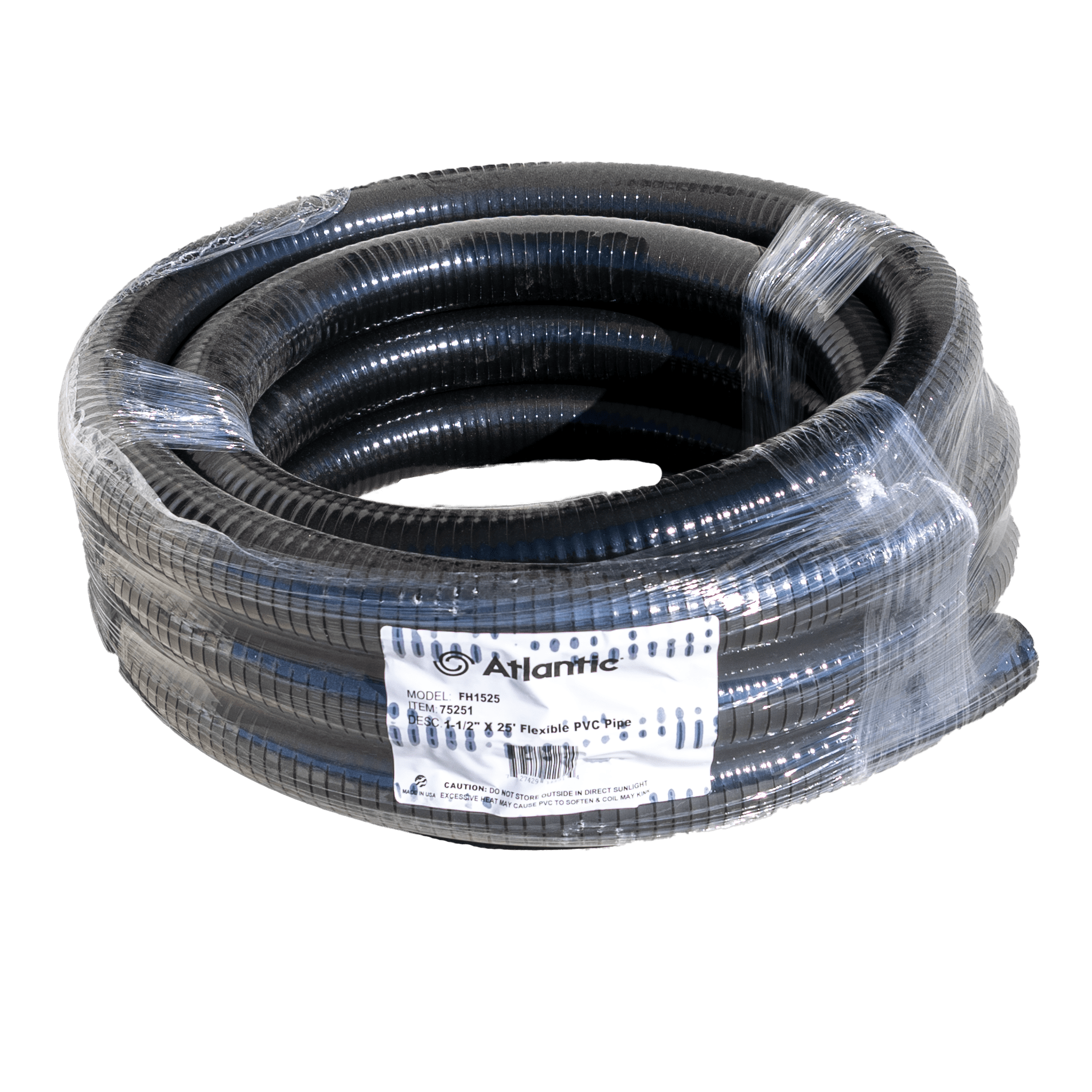 1-1/2" x 25' PVC Black Flexible Pipe | AWGFH1529