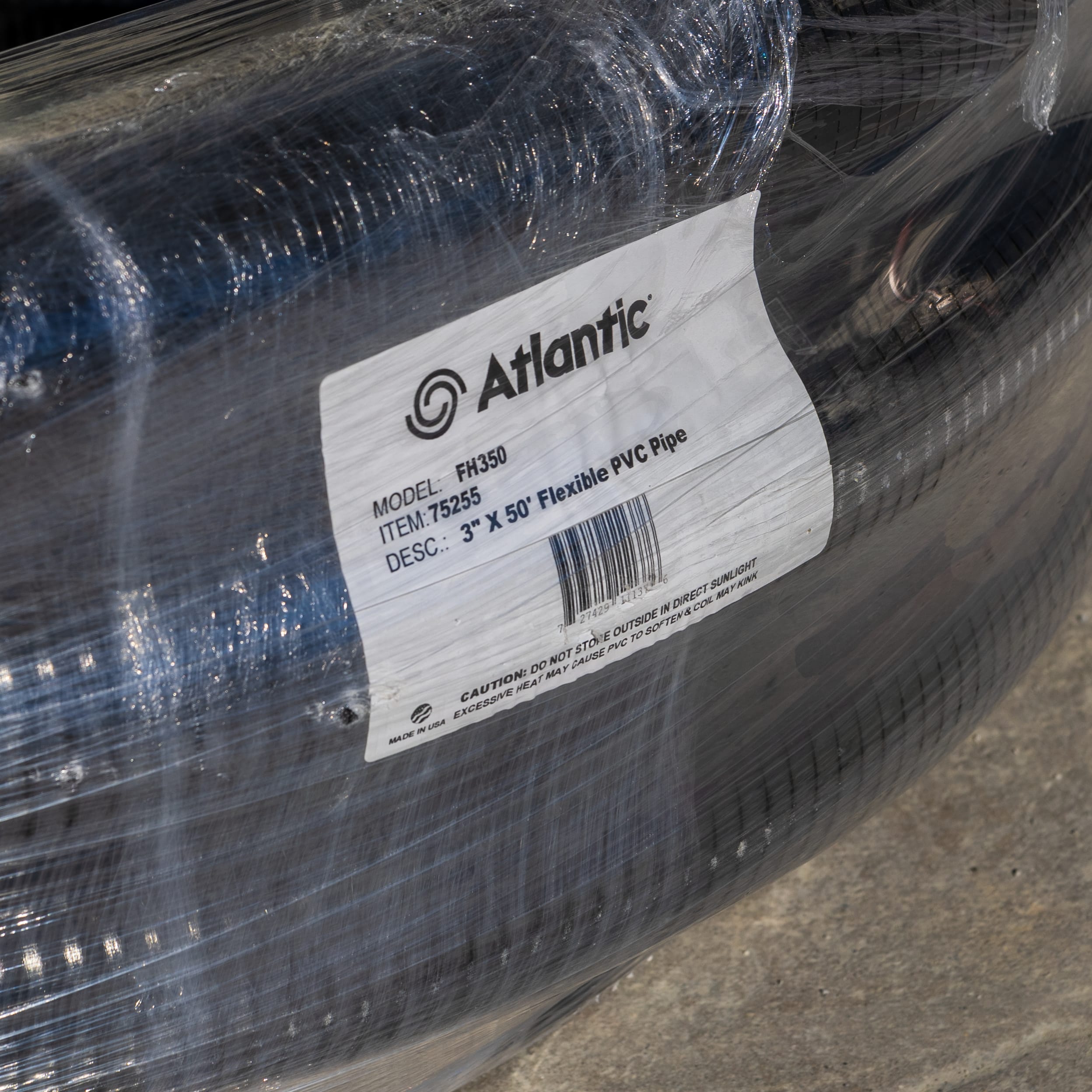 3" x 50' PVC Black Flexible Pipe | 75255
