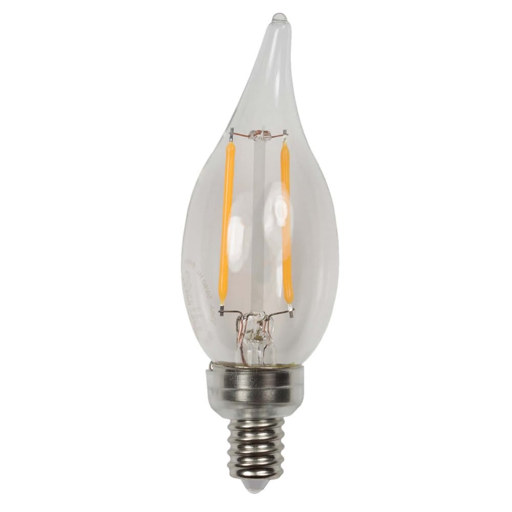 2 W Candelabra 90 CRI 105 Lumens 2700K LED Omni-Directional Decorative Flame Tip Low Voltage Filament Edge Lamp | BRICFEF22700C12