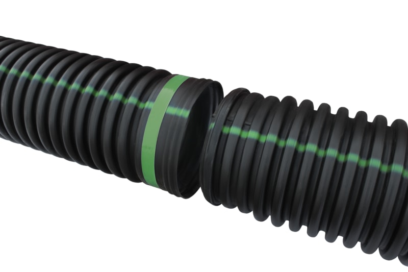 Drain Pipe, 8" x 20' Water Tight Dual Wall Flex, Solid HDPE | 08650020IBDW