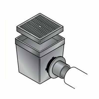 9 x 9" Square Basin Kit with Green Grate | DRT0909SD2KG