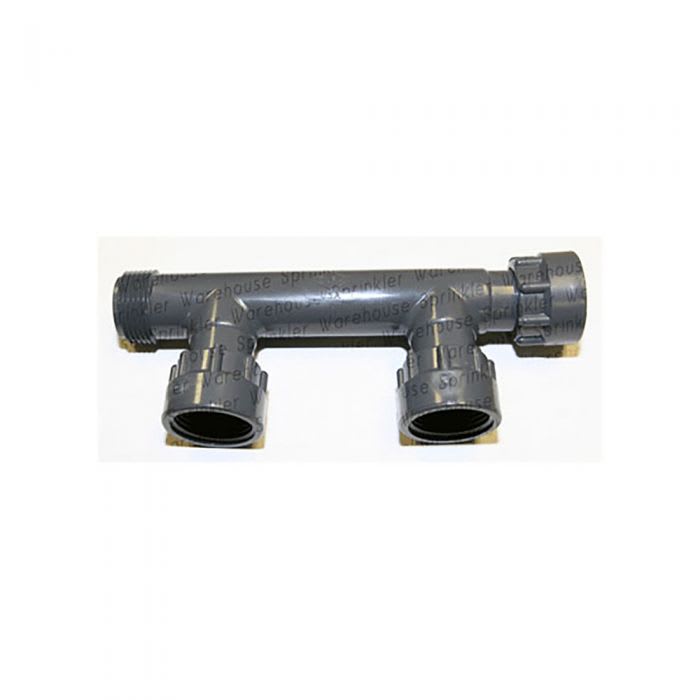 1" Swivel x MIPT x Swivel Gray For (2) Sprinkler Valves Manifold Tee | DUR3010102