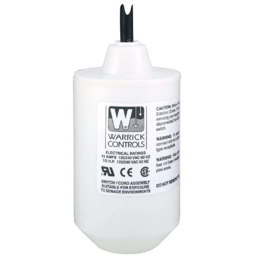 120/240 VAC 13 A 1/2 hp 40' Cord Form C Wide Angle 3-Way Mechanical Tilt Float Switch