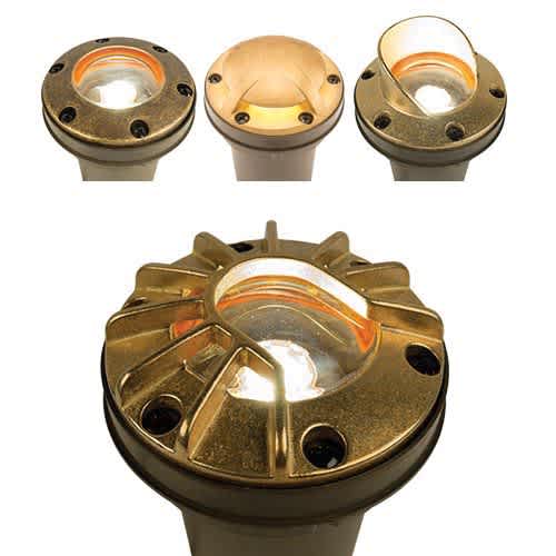9.1 W Integrated LED Natural Brass Die Cast Aluminum Zoning/Dimming/Color Changing with 90 Degrees Ground Wash Faceplate Well Light | FXLFCZDCGW090BS