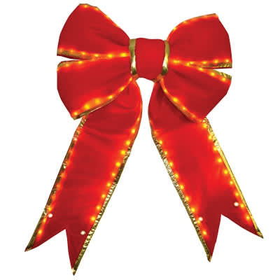 24" Red Lighted Decorative Bow | HBLBWLEDRGD24