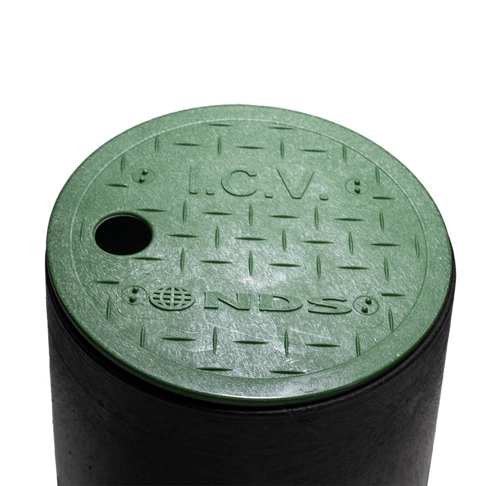 7-5/8" x 7-5/8" x 8-13/16" Round Black/Green Standard Series Valve Box and Overlapping Cover | NDB107BCH