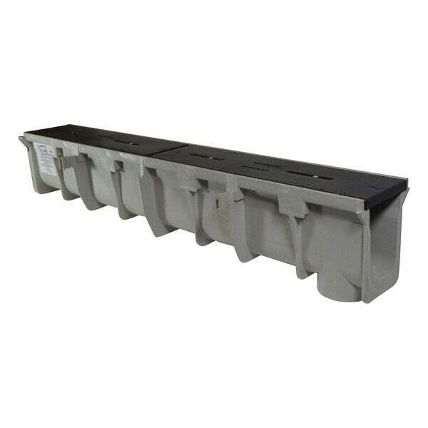 6" x 48" 215 gpm HDPE Light Gray Neutral Channel Drain | NDDDS100N