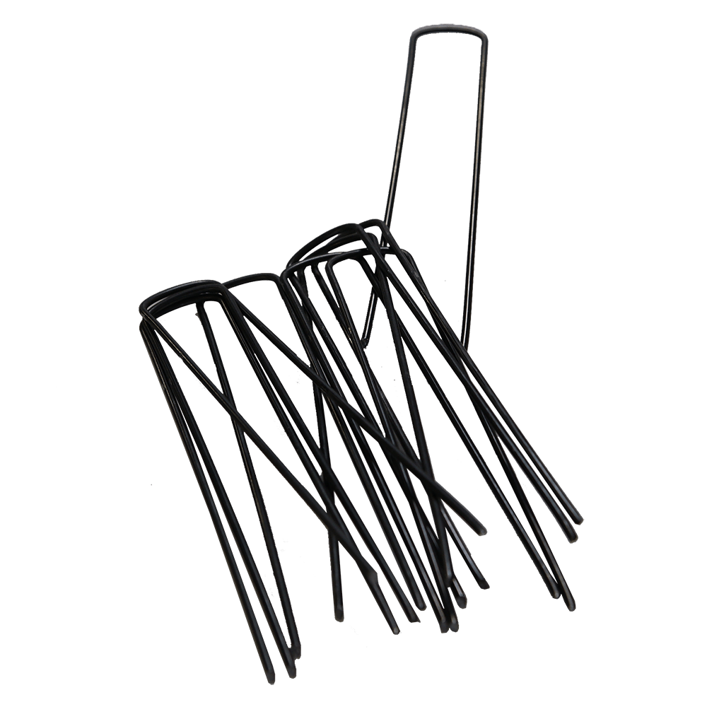 11 ga x 6" x 1" Silver 1020 CR Steel 21DT Flat Top Professional Sod Staple | NDSFW61000