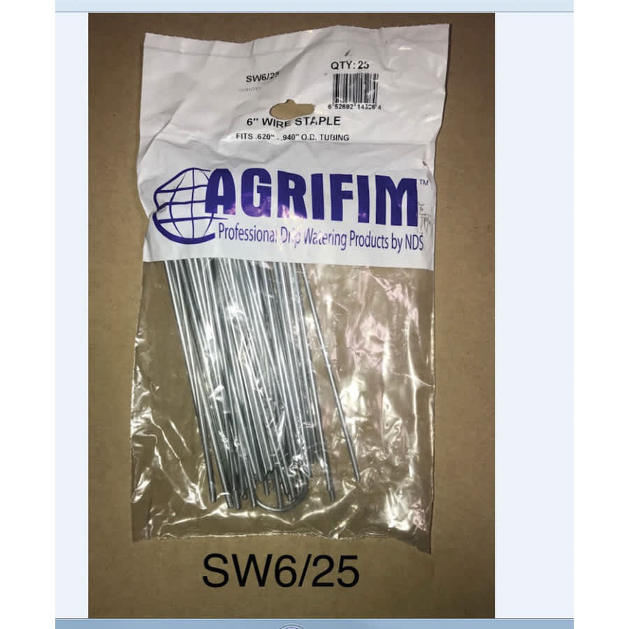 11 ga x 6" x 1" Silver 1020 CR Steel 21DT Round Top Professional 25/Bag Sod Staple | NDSSW625