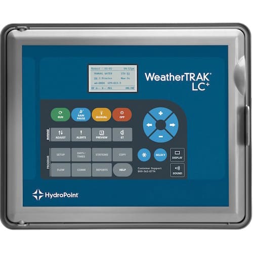 120 VAC Input 24 VAC Output 24-Station 12" x 5-3/4" x 8" High Impact Plastic LC+ Series Light Commercial Irrigation Controller | WTPLCC24PL