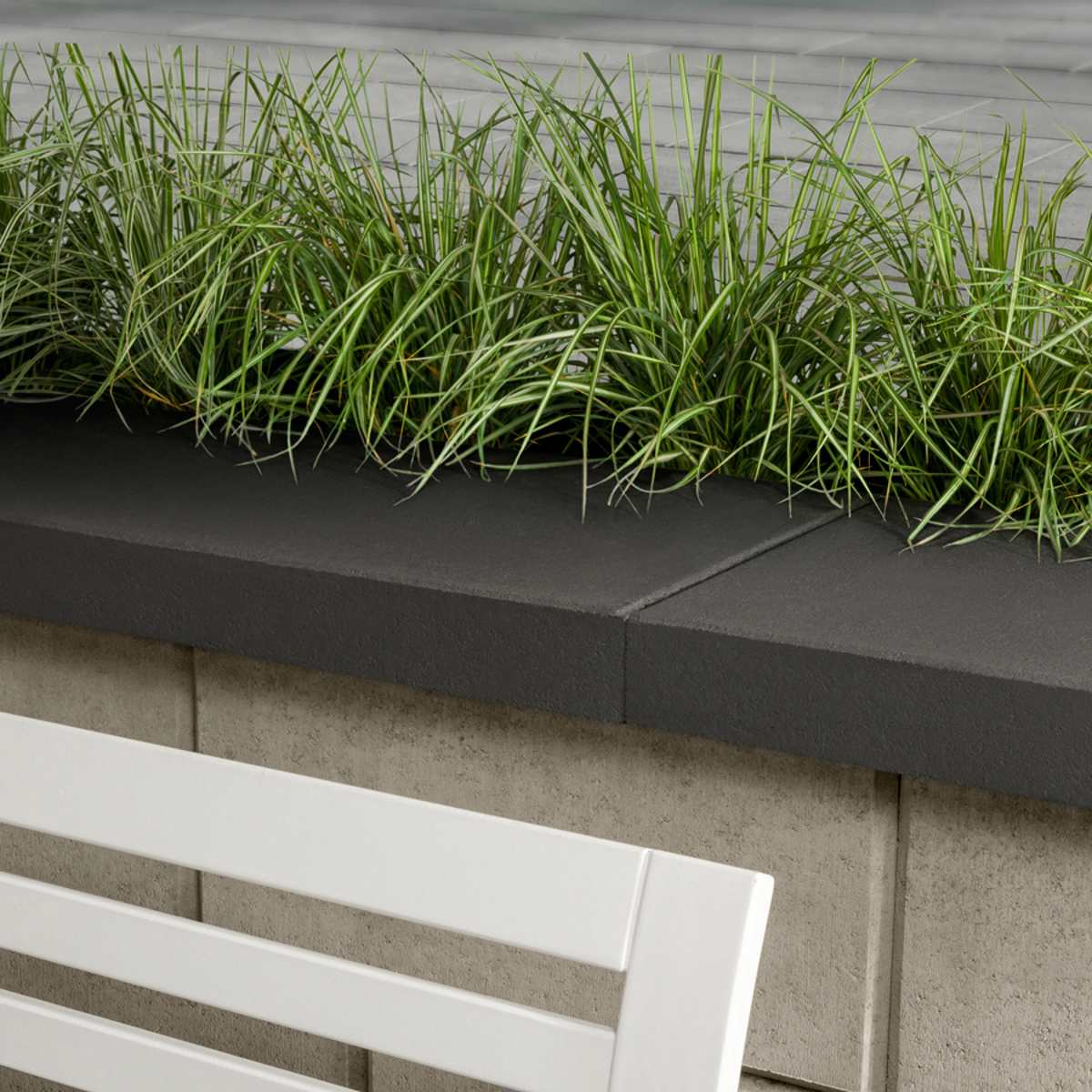 Techo-Bloc Wall Cap, 28" x 14" x 3-9/16" Onyx Black Double-Sided Smooth Modern Raffinato | 7895