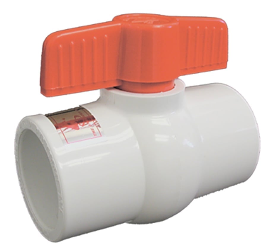 Ball Valve, 2"Socket 150 psi Quarter-Turn Handle PVC Gray 491 Series Compact