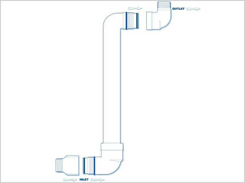Swing Joint, 1" x 12"MIPT x Female Slip Standard Unibody