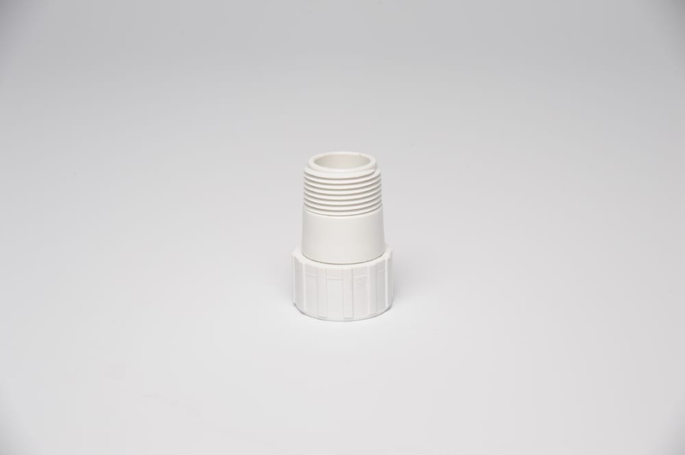 Hose Adapter, 3/4"FHT Swivel x MIPT Schedule 40 PVC White