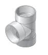 Tee, 3"Hub x Hub White PVC Straight