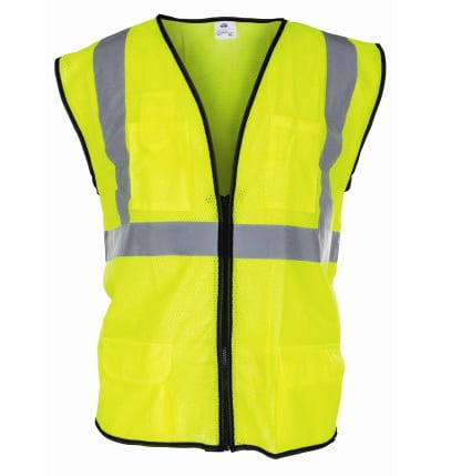 High Visibility Surveyors Safety Vest, Xx-Large Polyester Hi-Viz Yellow Zipper 2 Pocket Reflective | 690-2211