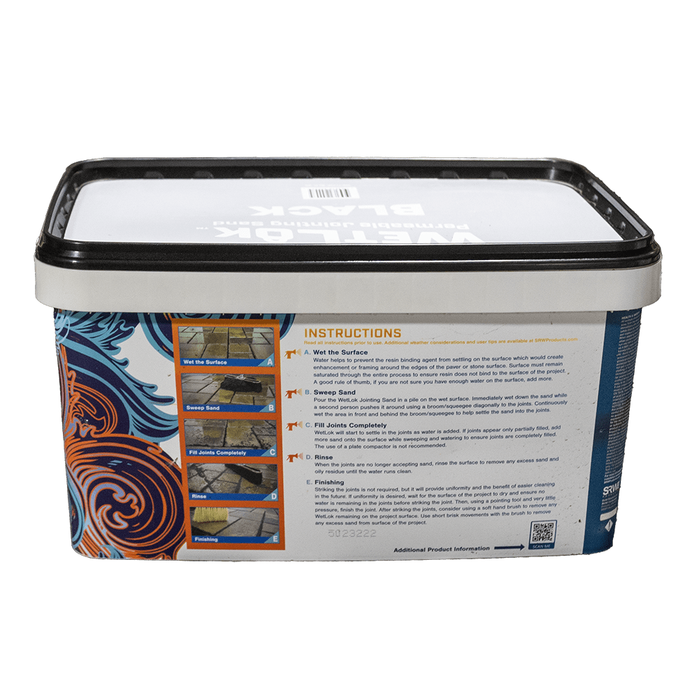 SRW WetLok Permeable Jointing Sand, Black 65 Tubs/ Pallet, 36 Lb | SRWWETLOKBLK36 | WETLOK BLK 36