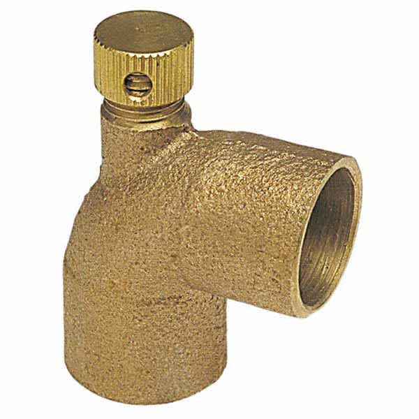 Cast Copper 90 Degree Vent Elbow w/ Drain C X C 3/4"