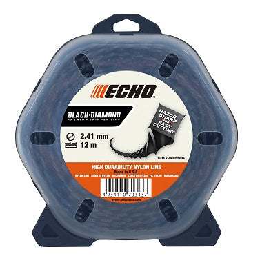 Trimmer Line, 0.095" Dia x 885' Twisted Black Nylon Medium
