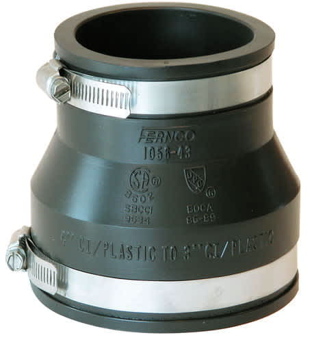 PVC Flexible Coupling 4" x 3" Plastic/CI x Plastic/CI | 1056-43
